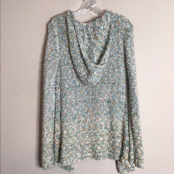 MOTH by Anthropologie Hooded Chunky Knit Cardigan Spring Colors Pockets Open - Picture 5 of 11
